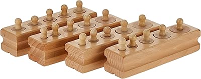 Pack familial de douilles cylindriques en bois montessori, jouet éducatif pour l'apprentissage précoce
