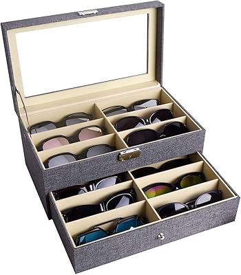 Cuir 12 pièces rangement pour lunettes et lunettes de soleil présentoir tiroir organisateur