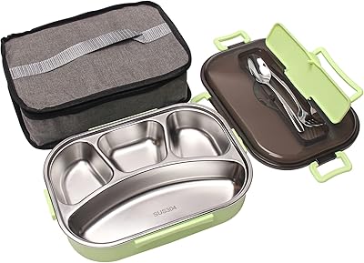 Boîte à bento, boîte à déjeuner en acier inoxydable avec séparateur, ensemble