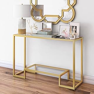 Miroir supérieur de console avec cadre en métal lingwei, table moderne avec étagère