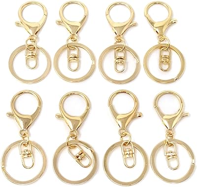 20 pièces en alliage de zinc kc or fermoir mousqueton porte-clés porte-clés
