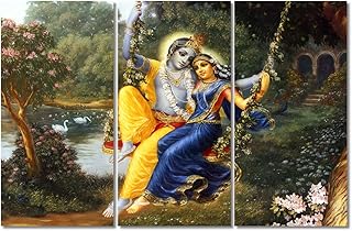 Peinture murale indienne krishna et radha, 3 pièces, images sur toile pour chambre