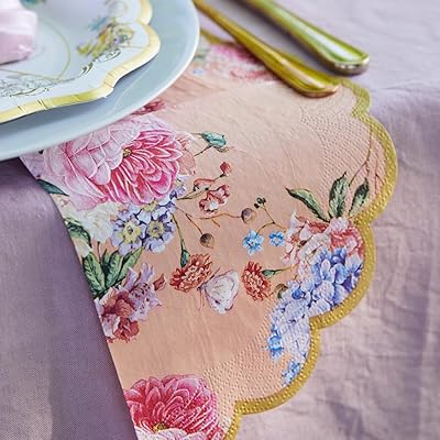 Taking tables trolley délicieuses serviettes en papier avec grands bords floraux, 20 pièces