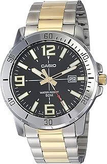 Montre à quartz casio pour homme, affichage analogique et bracelet en acier inoxydable