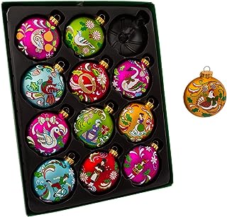 Ensemble de décorations en verre kurt adler 12 jours de noël 65 mm