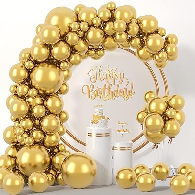 Ensemble de ballons dorés 114 pièces de différentes tailles, ballons métalliques dorés 5