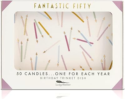 Cadeaux de joyeux 50e anniversaire pour femmes - plat à bijoux en céramique avec 50 bougies, une pour chaque année - cadeaux idéaux pour 50 ans et fabuleux pour les femmes qui auront 50 ans en 2022 - pour femme, maman, sœur, tante, amie née en 1972. Électroménager, mode, beauté... Diaytar a tout en stock