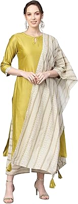 Ensemble palazzo kurta droit uni en coton mélangé pour femme (ie27ks9ol1495_p)