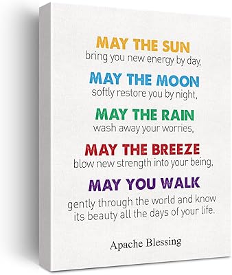 Citation d'apache bénie sur toile décoration murale motivante que le soleil vous apporte