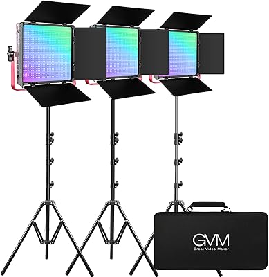Lampe vidéo led rvb gvm, kit d'éclairage vidéo 50 w avec contrôle app