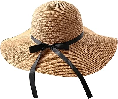 Chapeau de paille d'été à large bord upf 50 pour femmes, chapeau