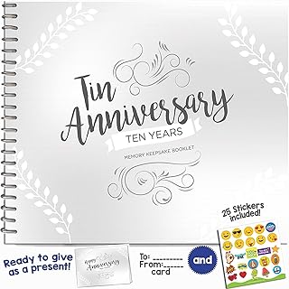 Livre souvenir unique du 10e anniversaire de mariage avec autocollants et carte assortie
