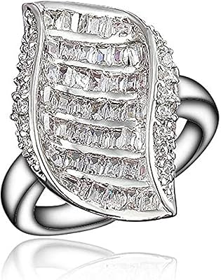 Bague de bijoux au design unique, bague de déclaration en plaqué or blanc