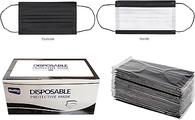 50 masques jetables pour adultes, emballés individuellement, 3 couches pour protéger le visage
