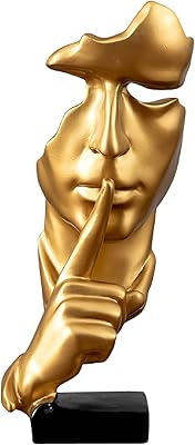 Statue silencieuse en or egware, statue du penseur, statue keep silent, statue d'hommes