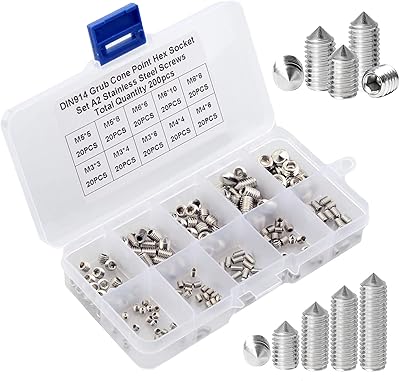 Jeu de vis hexagonales en acier inoxydable, 200 vis métriques allen avec m3