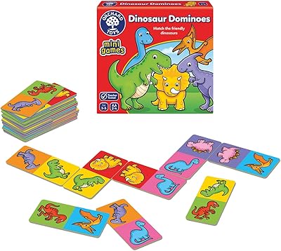 Jeu de société orchard toys mini domino's au design dinosaure, multicolore