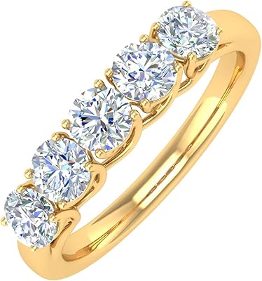 Bague de mariage diamant 5 pierres 1 carat en or 10 carats