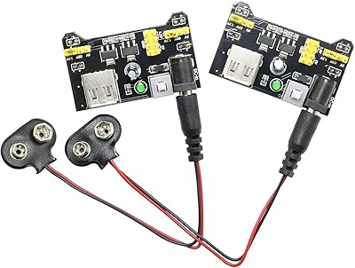 Magic & shell 2pcs mb102 module d'alimentation breadboard et pince de batterie 9v
