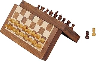 Meilleur jeu d'échecs de voyage - planche pliante magnétique souvnear de 7,5 pouces - jeu d'échecs portable en palissandre fin fabriqué à la main avec rangement d'échecs et sac de voyage. Diaytar : Acheter moins cher n'a jamais été aussi facile