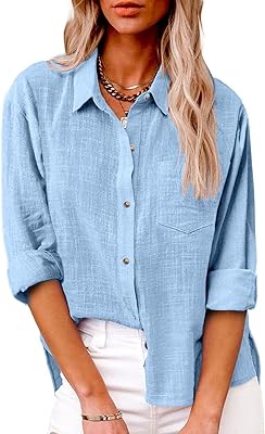 Chemises amples en lin pour femmes mode printemps-été chemises à manches longues ornées
