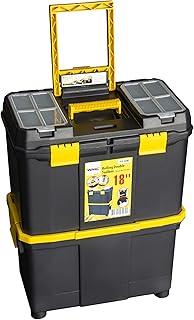 Boîte à outils double rotative de 18 pouces avec clips en plastique