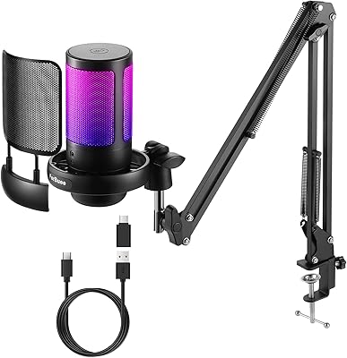Microphone de jeu usb fairboy pour pc avec éclairage rvb microphone