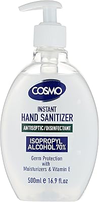 Désinfectant instantané pour les mains cosmo advanced, désinfectant et germicide, 500 ml