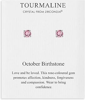 Boucles d'oreilles avec pierre de naissance d'octobre (tourmaline) sur carte devis fabriquées