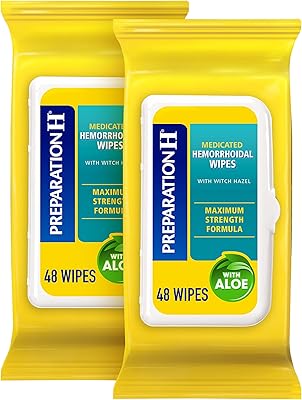 Lingettes médicamenteuses biodégradables pour hémorroïdes préparation h, force maximale avec hamamélis et aloe