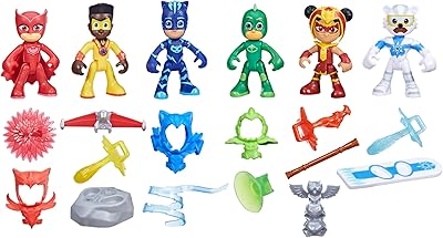 Pj masks power heroes meet the power heroes, ensemble de figurines avec 6