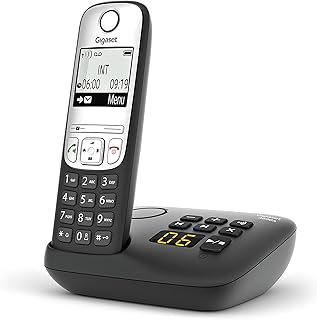 Téléphone domestique sans fil gigast a690a facile à utiliser avec répondeur, haut-parleur, blocage