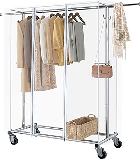 Porte-vêtements greenstell avec housse portant réglable avec roulettes à vêtements robuste avec tringle