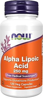 Acide alpha-lipoïque now foods, 250 mg, 120 gélules végétariennes