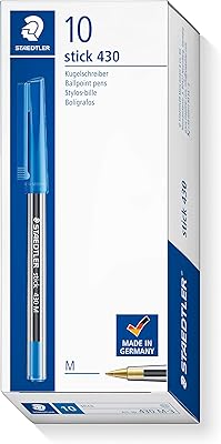 Stylo à bille moyen stedtler stick 430 m-3 - bleu (paquet de 10)