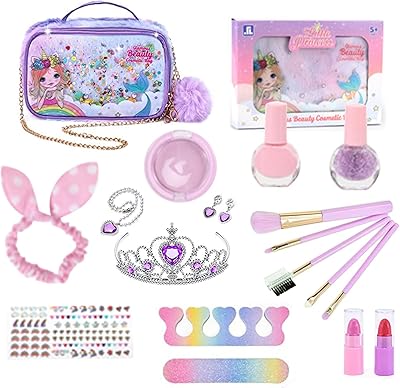 Goronb kit de maquillage pour enfants pour filles, jouet de maquillage lavable avec véritable trousse de maquillage, kit de maquillage sûr et non toxique pour enfants, kit de maquillage pour faire semblant, cadeau d'anniversaire pour enfants âgés de 3 à 10 ans. Votre satisfaction, notre priorité chez Diaytar