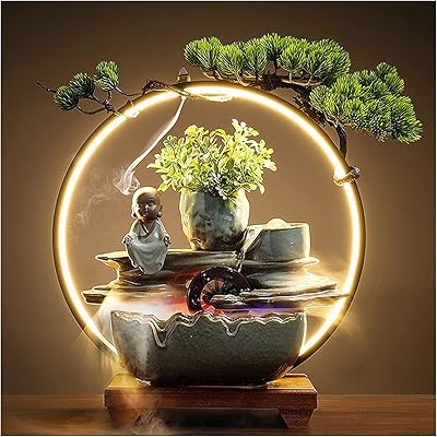 Fontaine d'eau de table d'intérieur zain avec lumière led, adaptée à la chambre