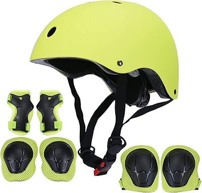 Ensemble casque et visière javest 7 en 1, genouillères réglables pour enfants, coudières et protège-poignets pour skateboard, skateboard, cyclisme (jaune). Diaytar : Acheter moins cher n'a jamais été aussi facile