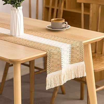 Chemin de table en toile de jute naturelle, chemin de table rustique