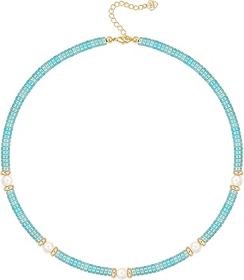 Collier pendentif bohème vintage avec pierres précieuses turquoise, perles dorées et perles