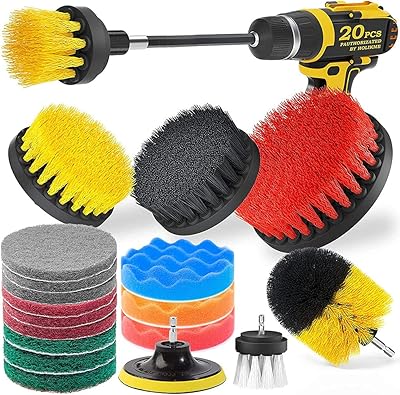 Ensemble de 20 accessoires de brosse de forage tampons à récurer et éponge