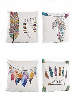 Ensemble de housses de coussin décoratives en lin et bambou ensemble de 4