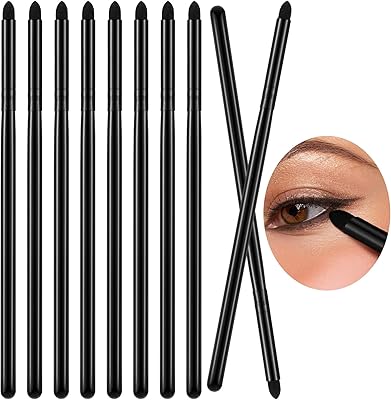 Pinceau eye-liner, 10 pièces outils de maquillage fard à paupières doux, éponge
