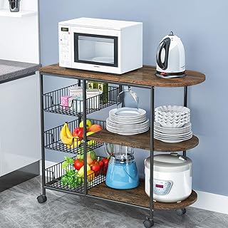 Chariot de cuisine lentia à 3 niveaux avec grille de four à micro-ondes