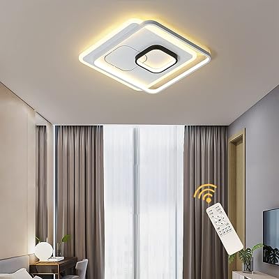 Plafonnier led onenio 45w, plafonnier led carré moderne en acrylique avec télécommande, lustre