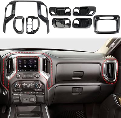 Kit de couverture de console centrale en fibre de carbone fuusho pour chevrolet