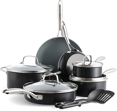 Ensemble de batterie de cuisine et poêles antiadhésives en céramique green pan healthy