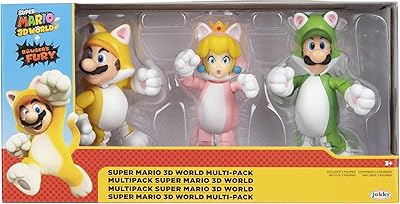 Figurines nintendo super mario 3d chat, lot de 3, 10 cm