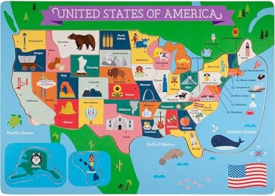 Puzzle en bois de carte des états-unis avec pièces de levage et d'enseignement