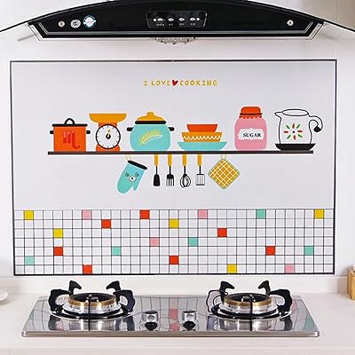 Stickers muraux de cuisine résistants à l'huile en pet beauté, autocollants résistants à